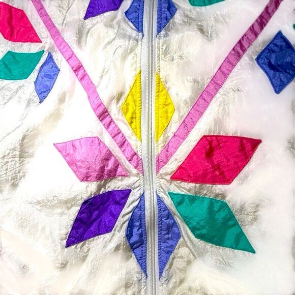 Lavon Vintage Geometric Jacket White Pastel 1980s - Picture 7 of 8